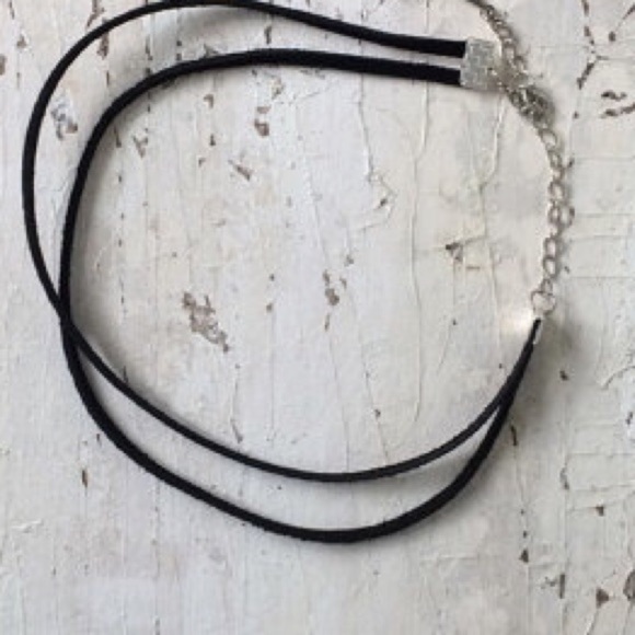 NWT Boho Vintage Black Suede Leather Double Layer Choker Black Necklace - Picture 2 of 4